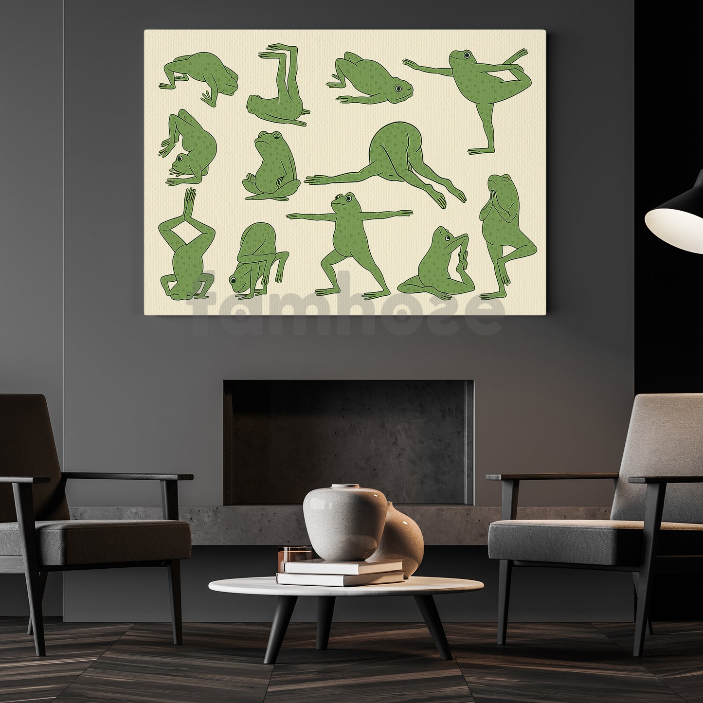 Funny Yoga Frog Canvas Painting, Cute Fitness Wall Art Decor, Poster Gift For Yoga Lovers