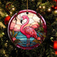 Elegant Stained Glass Flamingo, Flamingo Circle Ceramic Ornament Christmas Gift For Flamingo Lovers