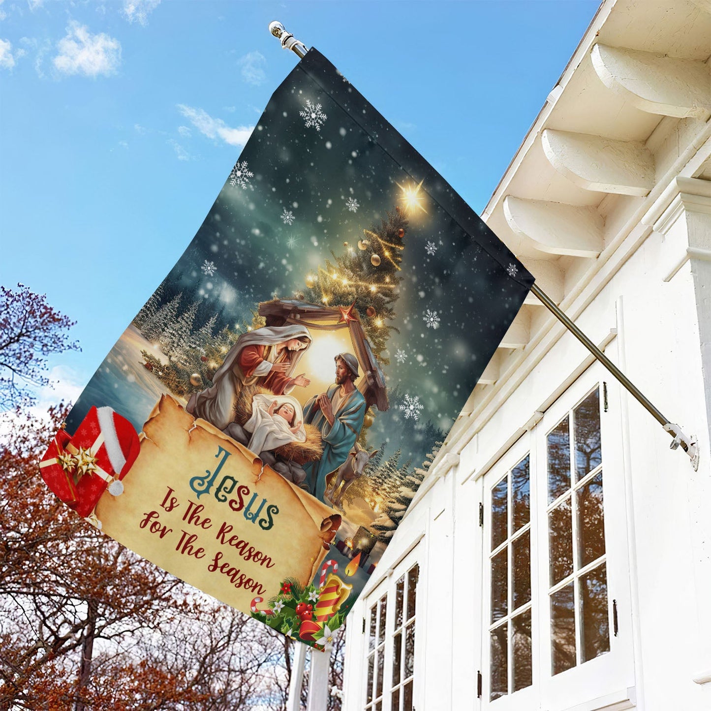 Jesus To The Reason For The Season, Jesus Xmas Garden Flag & House Flag, Christmas Flag Gift For Jesus Lovers