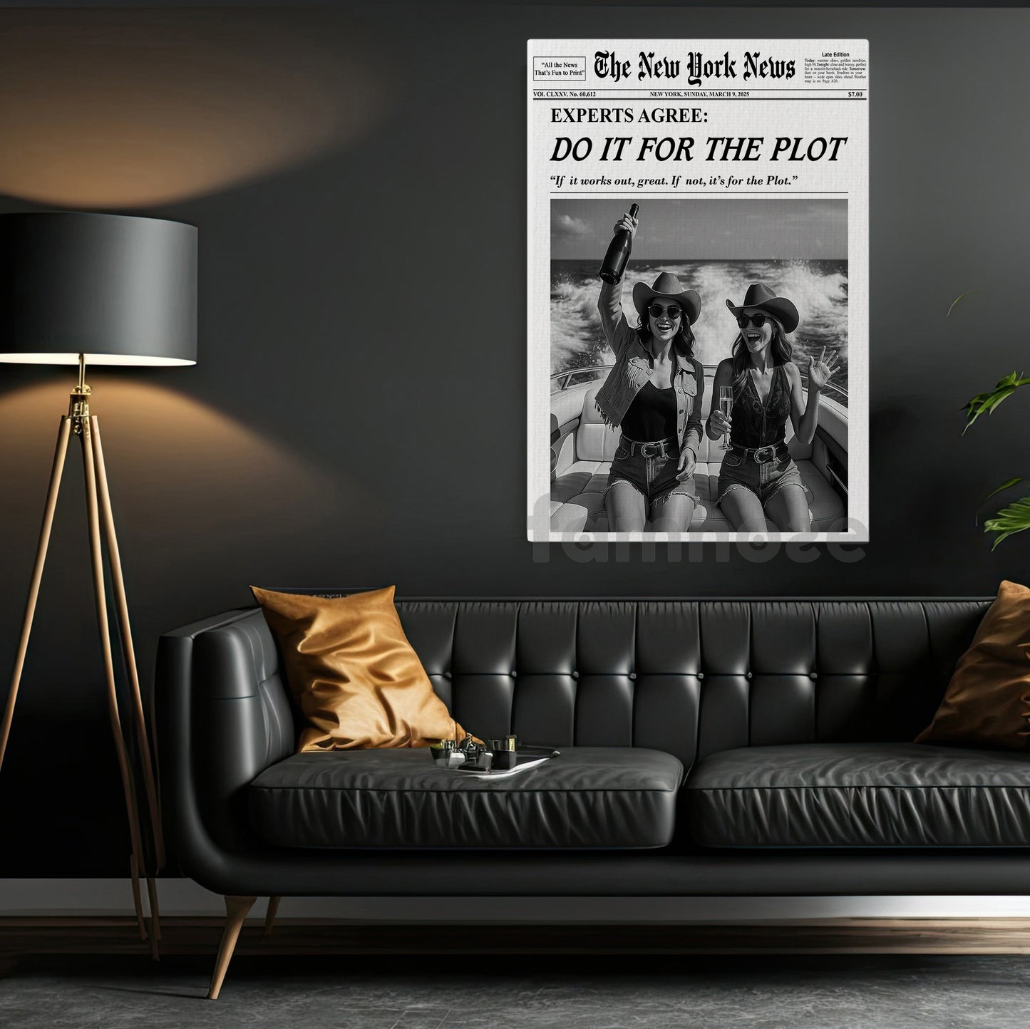 The New York News Cowgirl Canvas Painting, Do It For The Plot Wall Art Decor, Poster Gift For Cowgirl