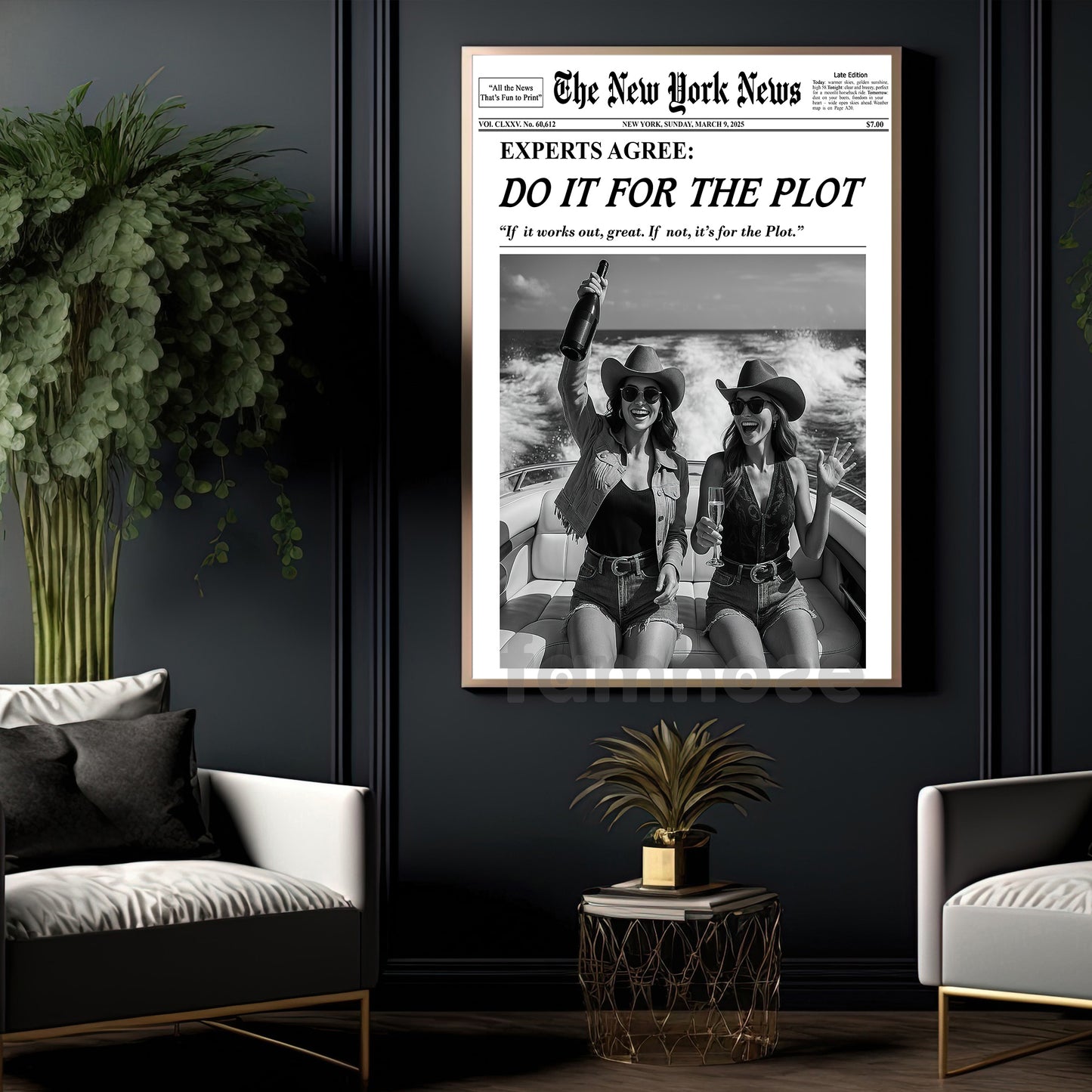 The New York News Cowgirl Canvas Painting, Do It For The Plot Wall Art Decor, Poster Gift For Cowgirl