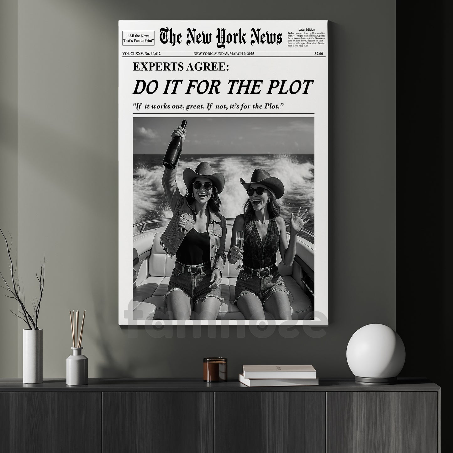 The New York News Cowgirl Canvas Painting, Do It For The Plot Wall Art Decor, Poster Gift For Cowgirl