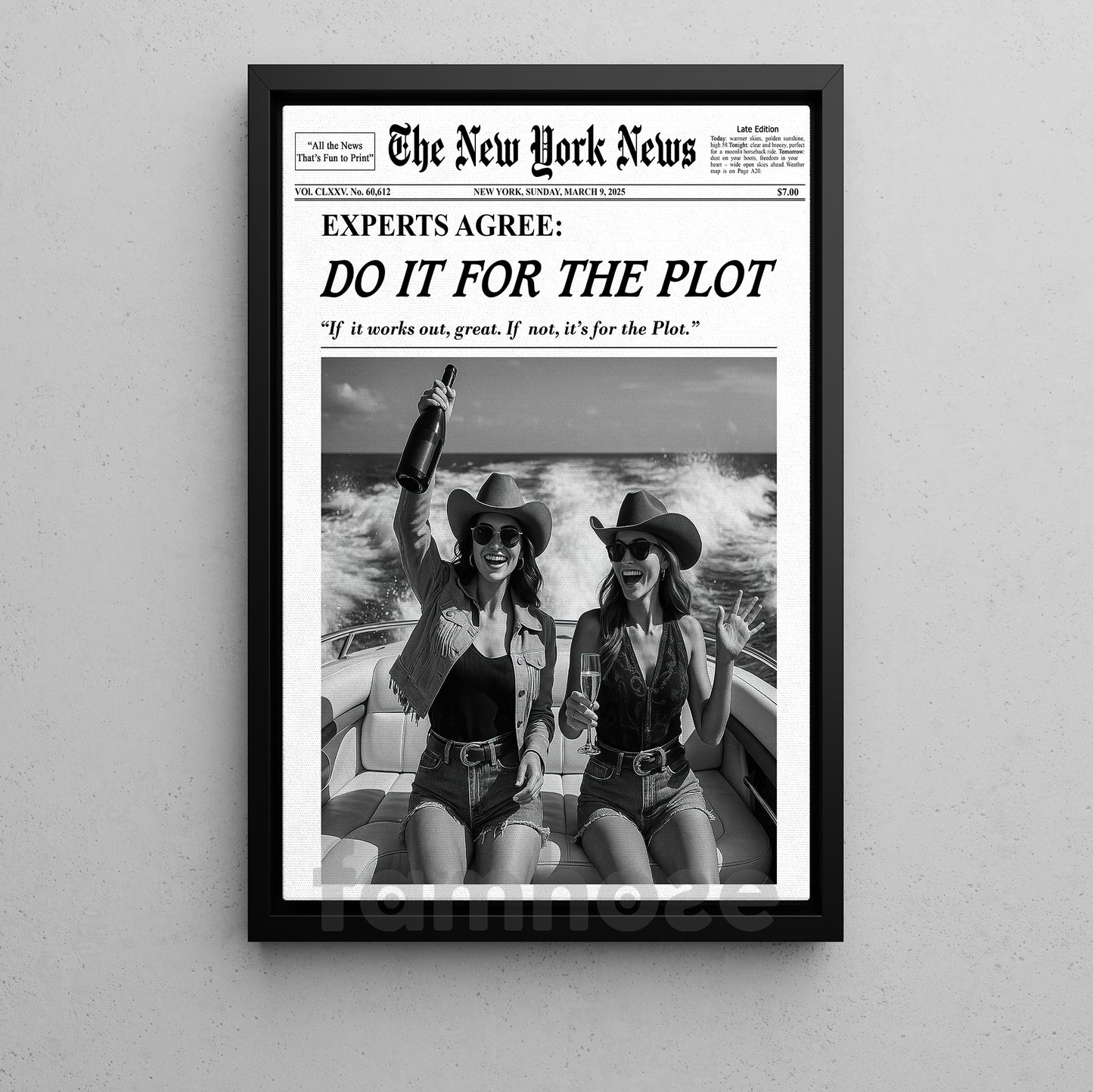 The New York News Cowgirl Canvas Painting, Do It For The Plot Wall Art Decor, Poster Gift For Cowgirl