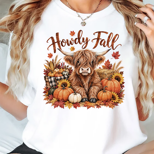 Thanksgiving Highland Cow T-shirt, Howdy Fall Tees Thankful Gift For Highland Cow Lover
