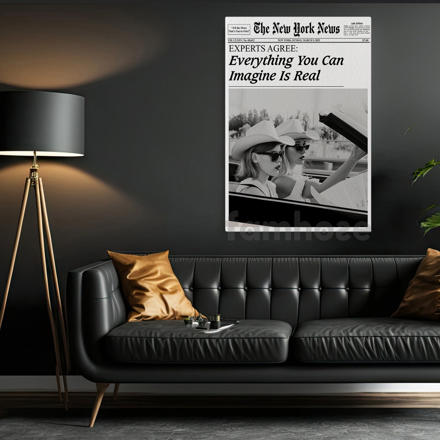 The New York News Cowgirl Canvas Painting, Everything You Can Imagine Is Real Wall Art Decor, Poster Gift For Cowgirl