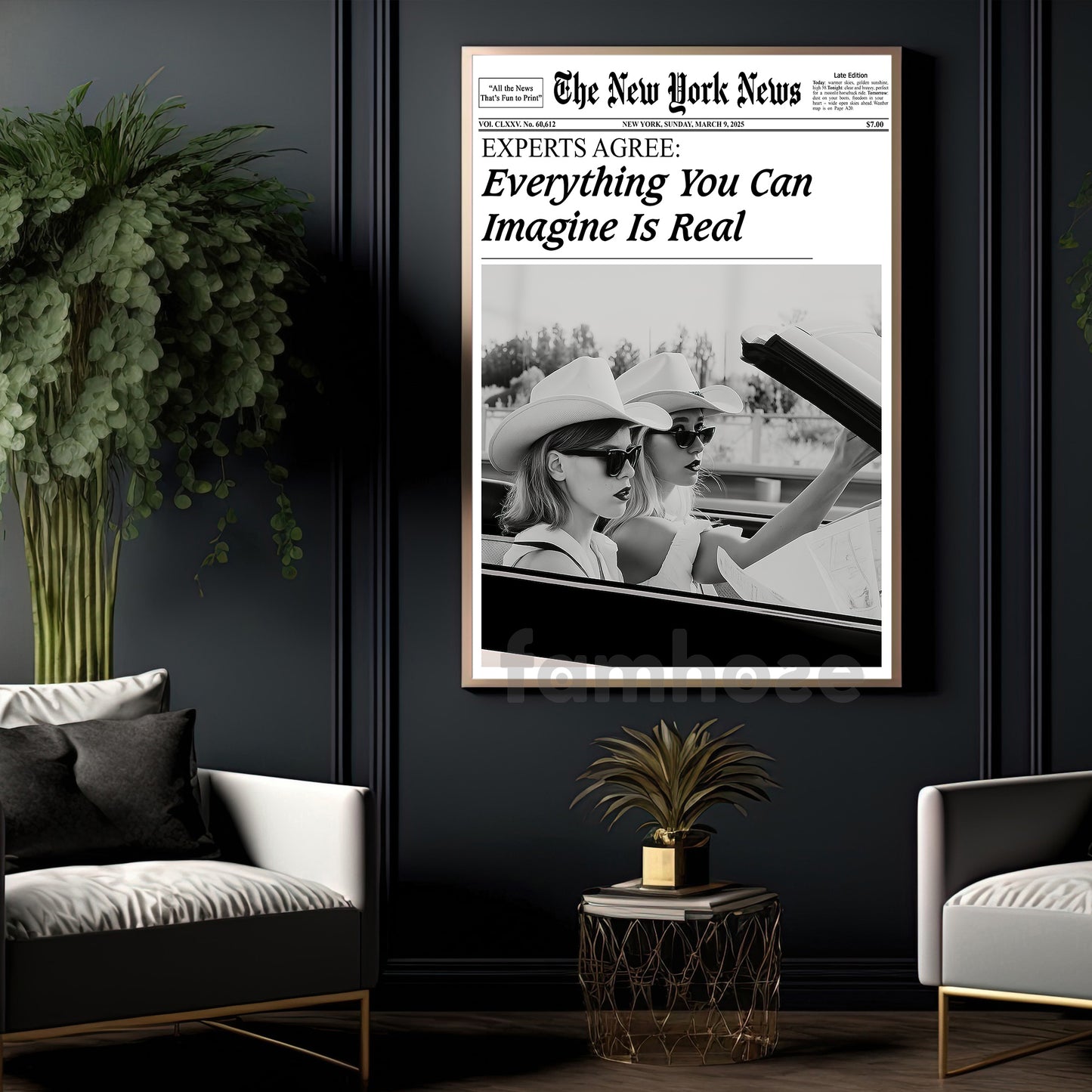 The New York News Cowgirl Canvas Painting, Everything You Can Imagine Is Real Wall Art Decor, Poster Gift For Cowgirl