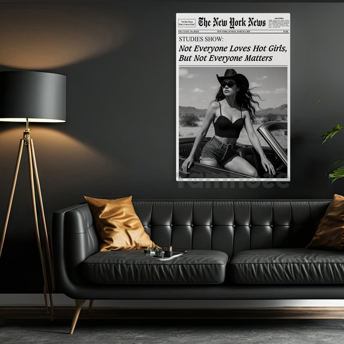The New York News Cowgirl Canvas Painting, Not Everyone Loves Hot Girls Wall Art Decor, Poster Gift For Cowgirl