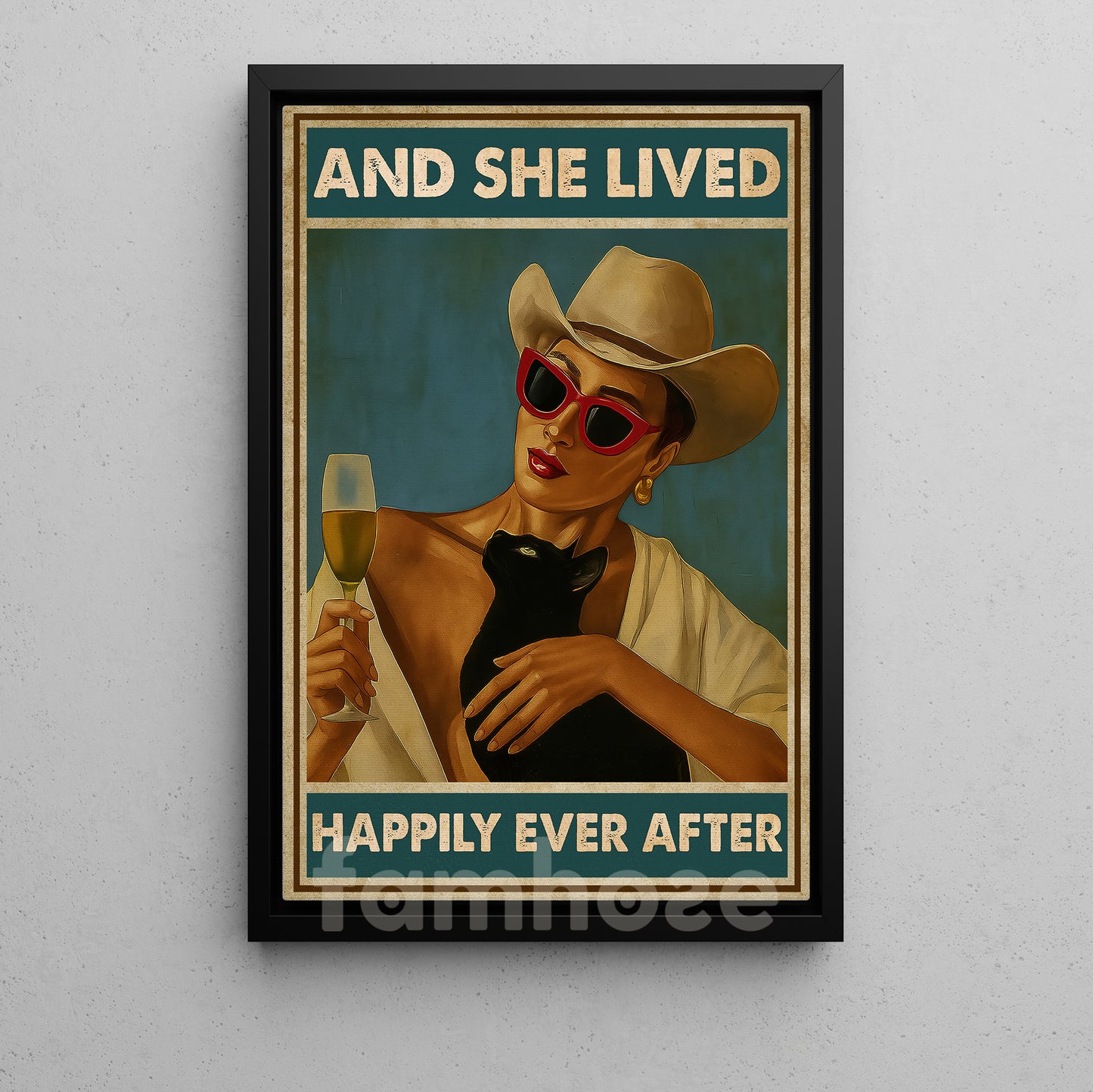 Funny Cowgirl Canvas Painting, And She Lived Happily Ever After Wall Art Decor, Poster Gift For Cowgirls