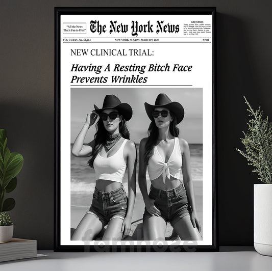 The New York News Cowgirl Canvas Painting, New Clinical Trial Wall Art Decor, Poster Gift For Cowgirl