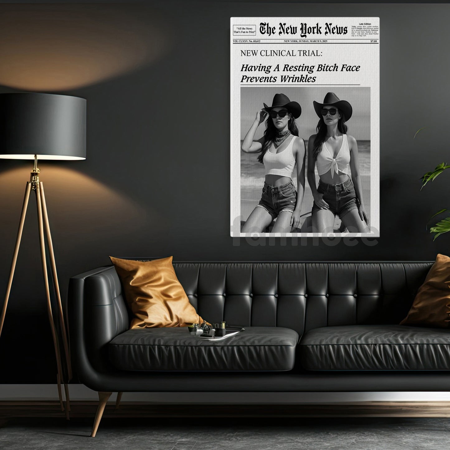 The New York News Cowgirl Canvas Painting, New Clinical Trial Wall Art Decor, Poster Gift For Cowgirl