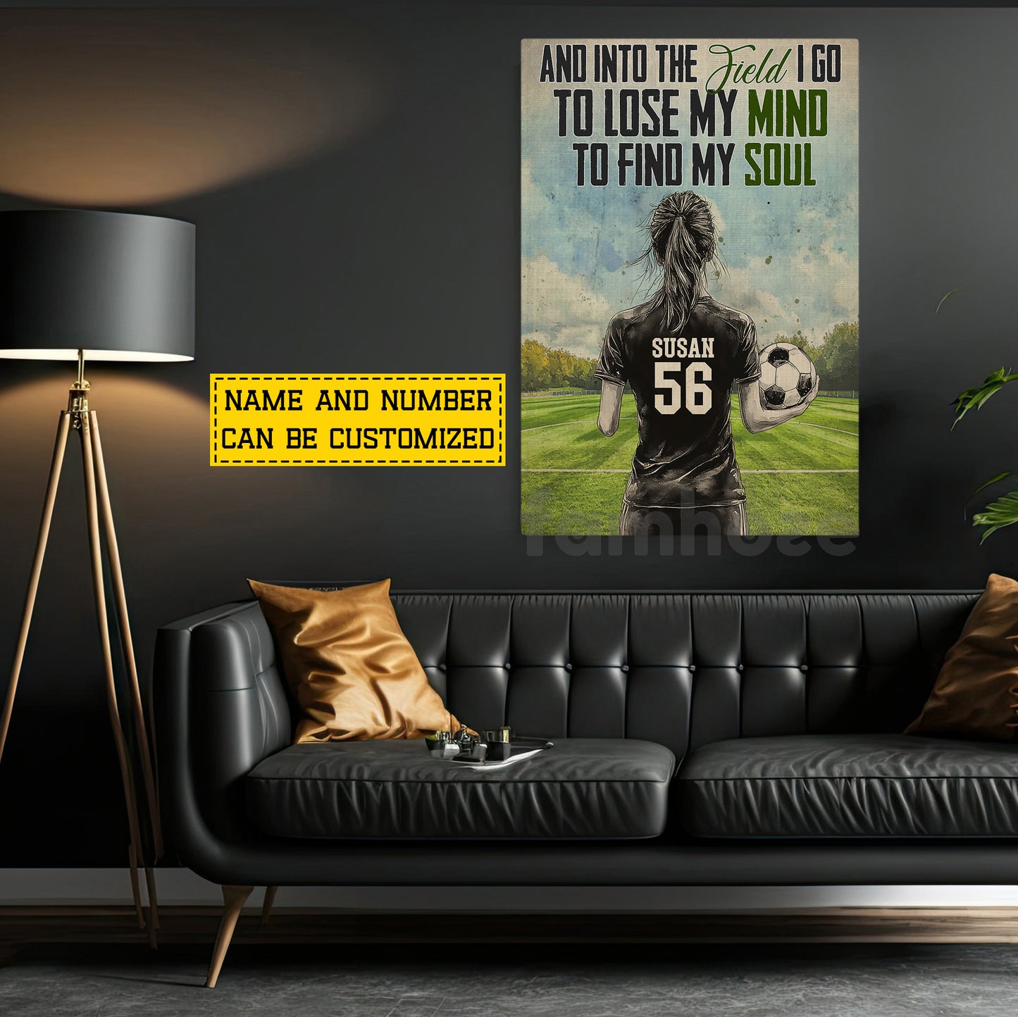 Motivational Personalized Soccer Girl Canvas Painting, And Into The Field I Go Wall Art Decor, Poster Gift For Soccer Lovers