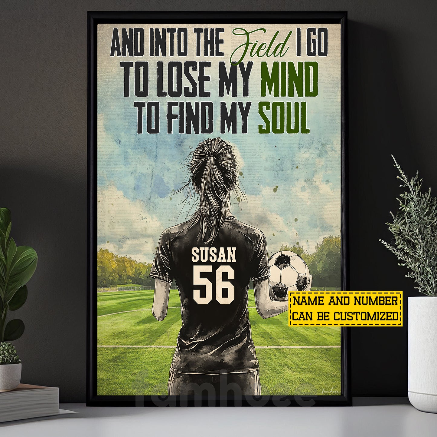 Motivational Personalized Soccer Girl Canvas Painting, And Into The Field I Go Wall Art Decor, Poster Gift For Soccer Lovers