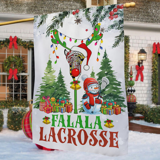 Christmas Lacrosse Garden & House Flag, Falala  Lacrosse Yard Flag, Xmas Gift For Lacrosse Lovers