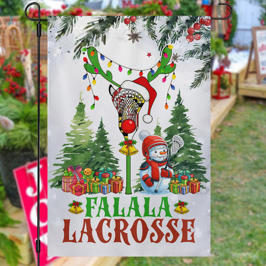 Christmas Lacrosse Garden & House Flag, Falala  Lacrosse Yard Flag, Xmas Gift For Lacrosse Lovers