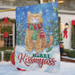 Funny Christmas Cat Garden & House Flag, Mery Kissmyass Yard Flag, Xmas Gift For Cat Lovers