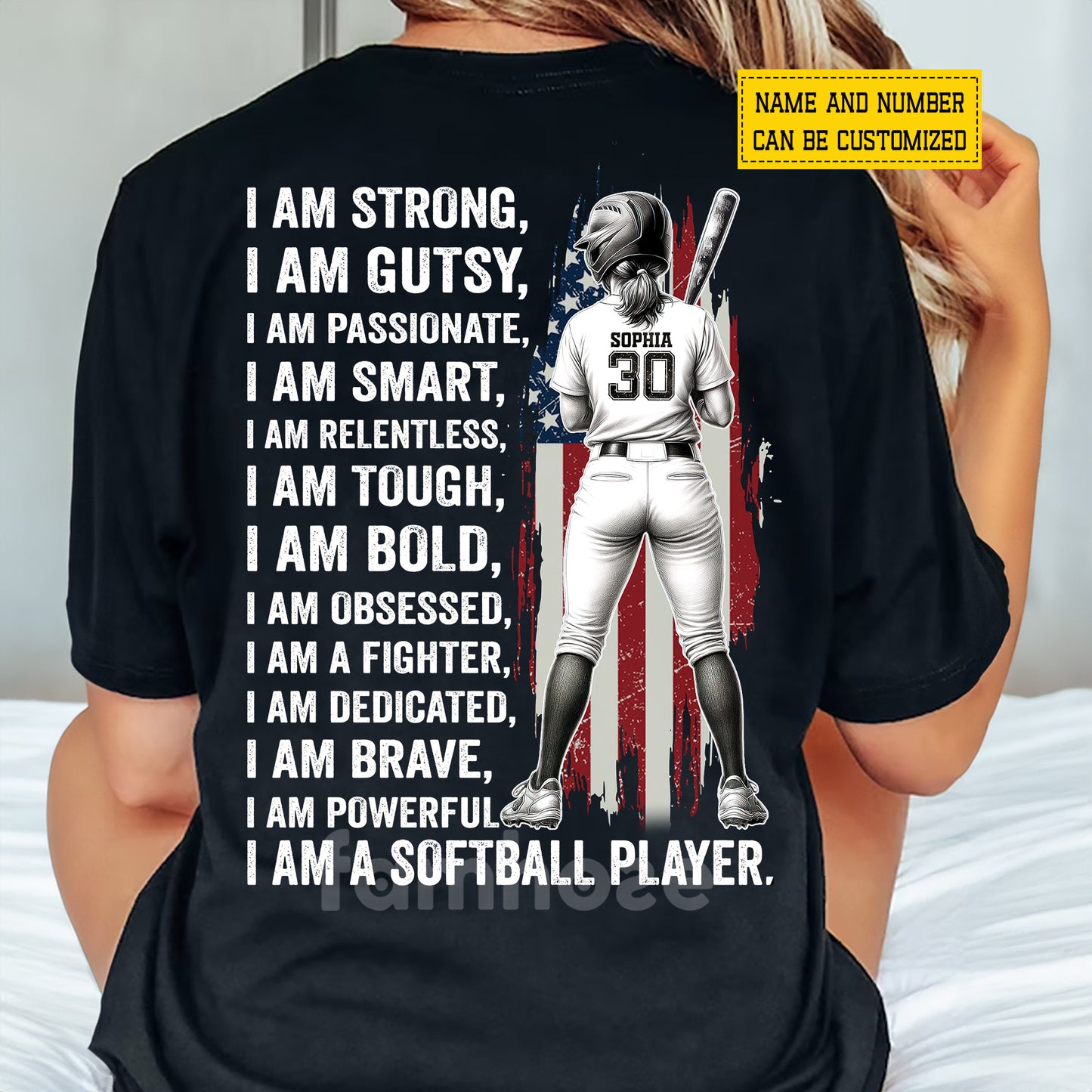 Personalized Softball Woman Backside T-shirt, I Am A Softball Player Sport Tees Gift For Softball Lover