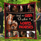 Christmas Horse Blanket, Just A Girl Who Loves Horse Circle Flower Fleece Blanket - Sherpa Blanket Gift For Horse Lover