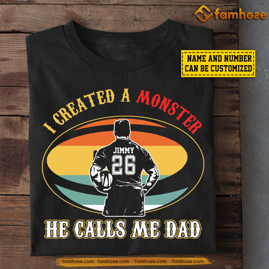 Funny Rugby Boy T-shirt, I Created A Monster He Calls Me Dad, Father's Day Gift For Rugby Lovers, Rugby Players