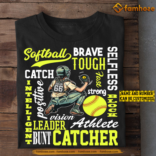 Personalized Softball Girl T-shirt, Softball Brave Tough Catcher, Gift For Softball Lovers, Softball Players