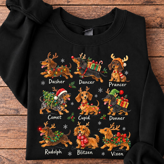 Christmas Dachshund Dog Sweatshirt, Dachshund Crewneck Sweatshirt Xmas Gift For Dog Lovers