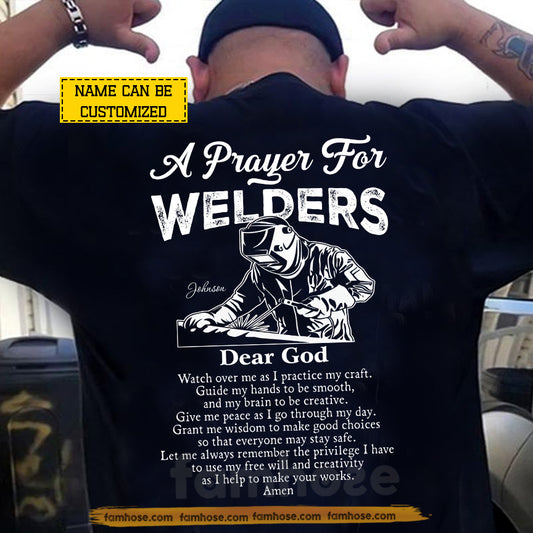 Personalized Welder God Man Backside T-shirt, A Prayer For Welders Tees Gift For Welder