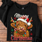 Christmas Highland Cow Sweatshirt, Mooey Faming Crewneck Sweatshirt Xmas Gift For Cow Lovers