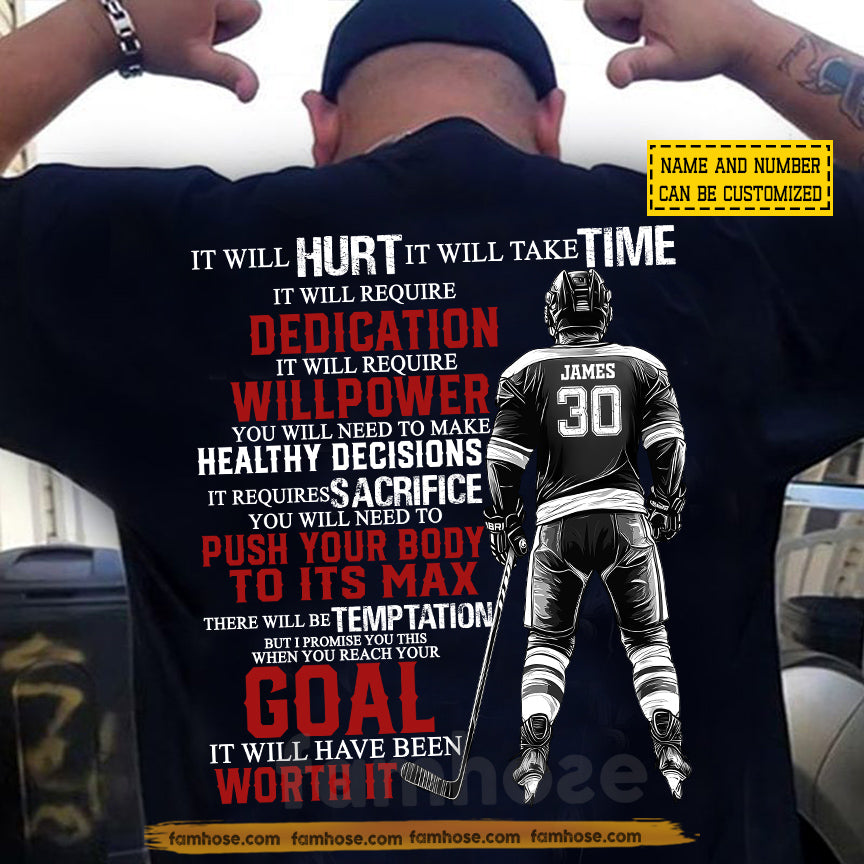 Personalized Hockey Man Backside T-shirt, It Will Have Been Worth It Sport Tees Gift For Hockey Lover