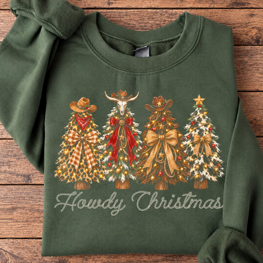 Christmas Cowboy Rodeo Sweatshirt, Howdy Christmas Crewneck Sweatshirt Xmas Gift For Cowboy, Rodeo Lover