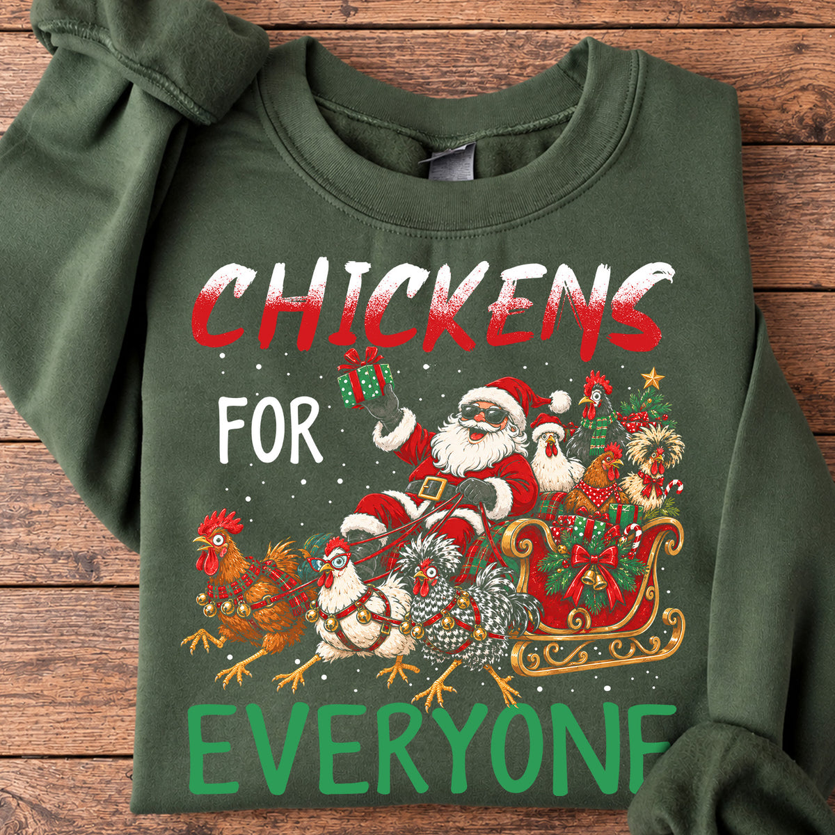 Funny Christmas Chicken Sweatshirt, Chickens For Everyone Crewneck Sweatshirt Xmas Gift For Chicken Lover