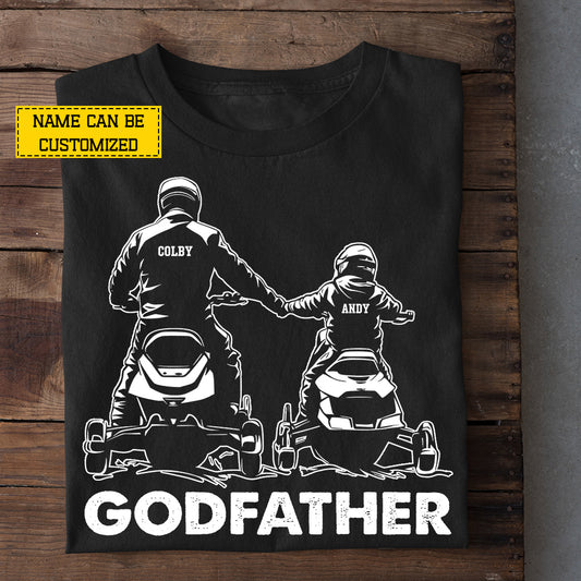 Personalized Snowmobiling Dad Son T-shirt, GODFATHER, Tees Father's Day Gift For Snowmobile Lovers