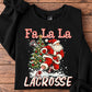 Christmas Santa Lacrosse Sweatshirt, Fa La La Lacrosse Crewneck Sweatshirt Xmas Gift For Lacrosse Lover