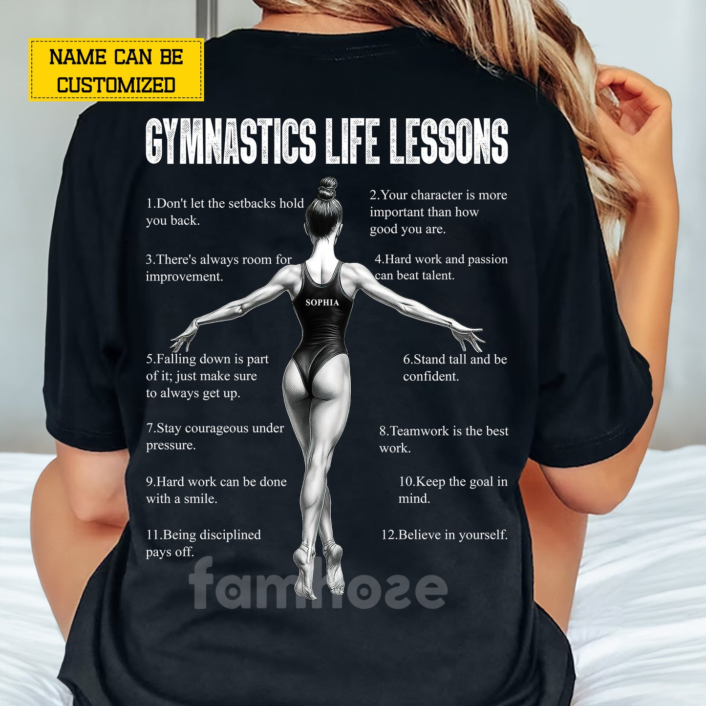 Personalized Gymnastic Girl Backside T-shirt, Gymnastics Life Lessons Tees Gift For Gymnastic Lover