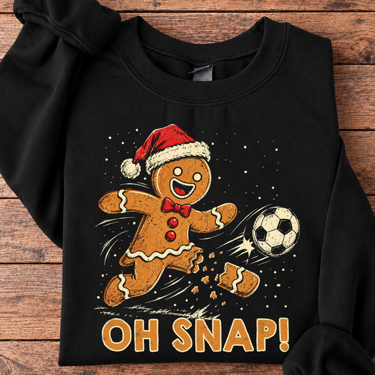 Christmas Soccer Sweatshirt, Oh Snap Gingerbread Man Soccer Sports Crewneck Sweatshirt Xmas Gift For Soccer Lovers