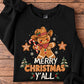 Merry Christmas Y'all Cowboy Sweatshirt, Giddy Up Gingerbread Crewneck Sweatshirt Xmas Gift For Cowboy Lover