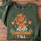Merry Christmas Y'all Cowboy Sweatshirt, Giddy Up Gingerbread Crewneck Sweatshirt Xmas Gift For Cowboy Lover