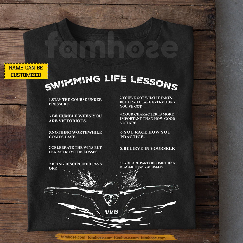 Motivational Personalized Swimming T-shirt, Swimming Life Lessons Sport Tees Gift For Swimming Lovers