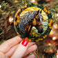 Graceful Horse Amidst Sunflower, Horse Circle Ceramic Ornament Christmas Gift For Horse Lovers