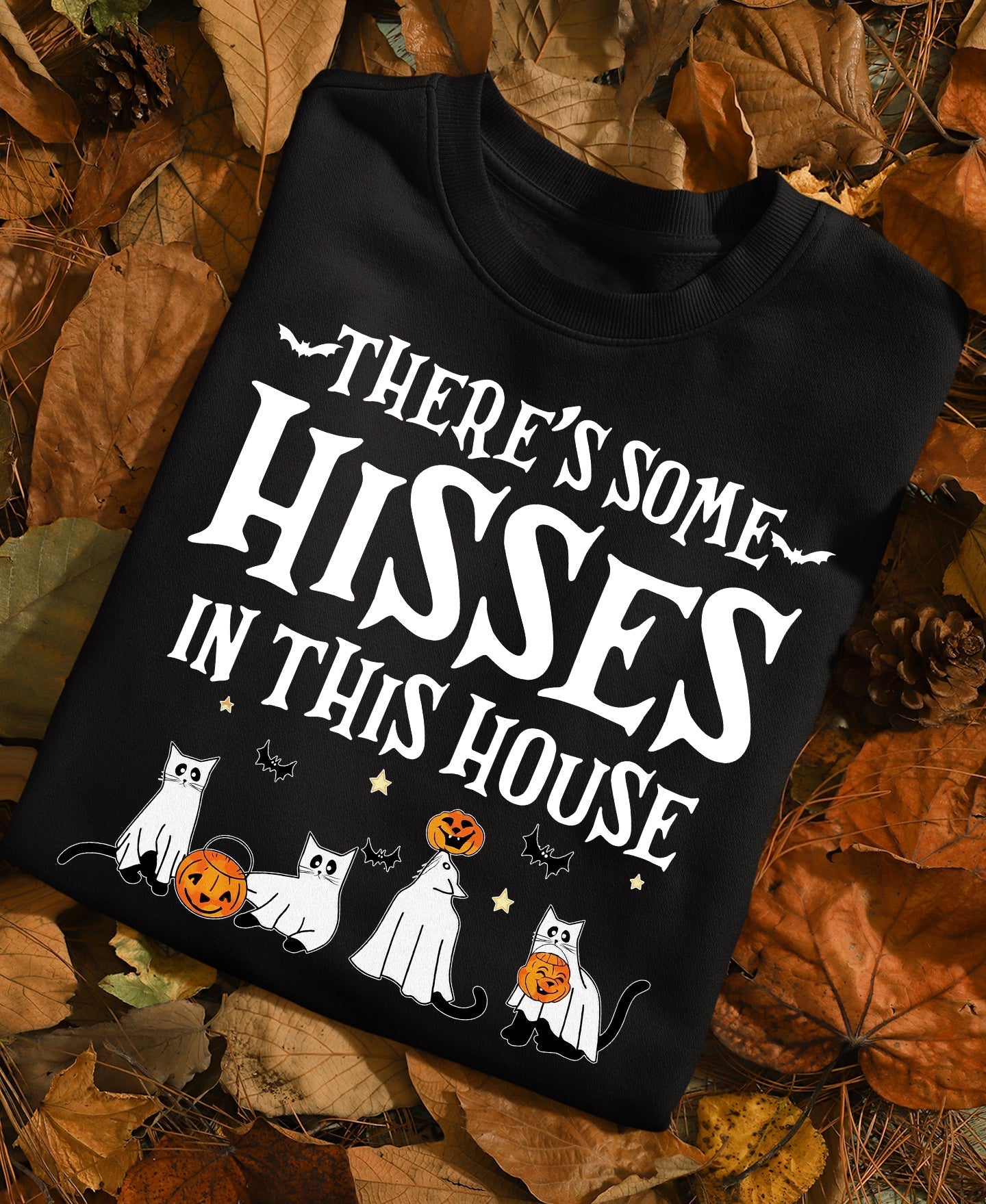 Funny Halloween Black Cat T-shirt, There's Some Hisses In This House, Gift For Cat Lovers, Cat Tees, Cat Owners