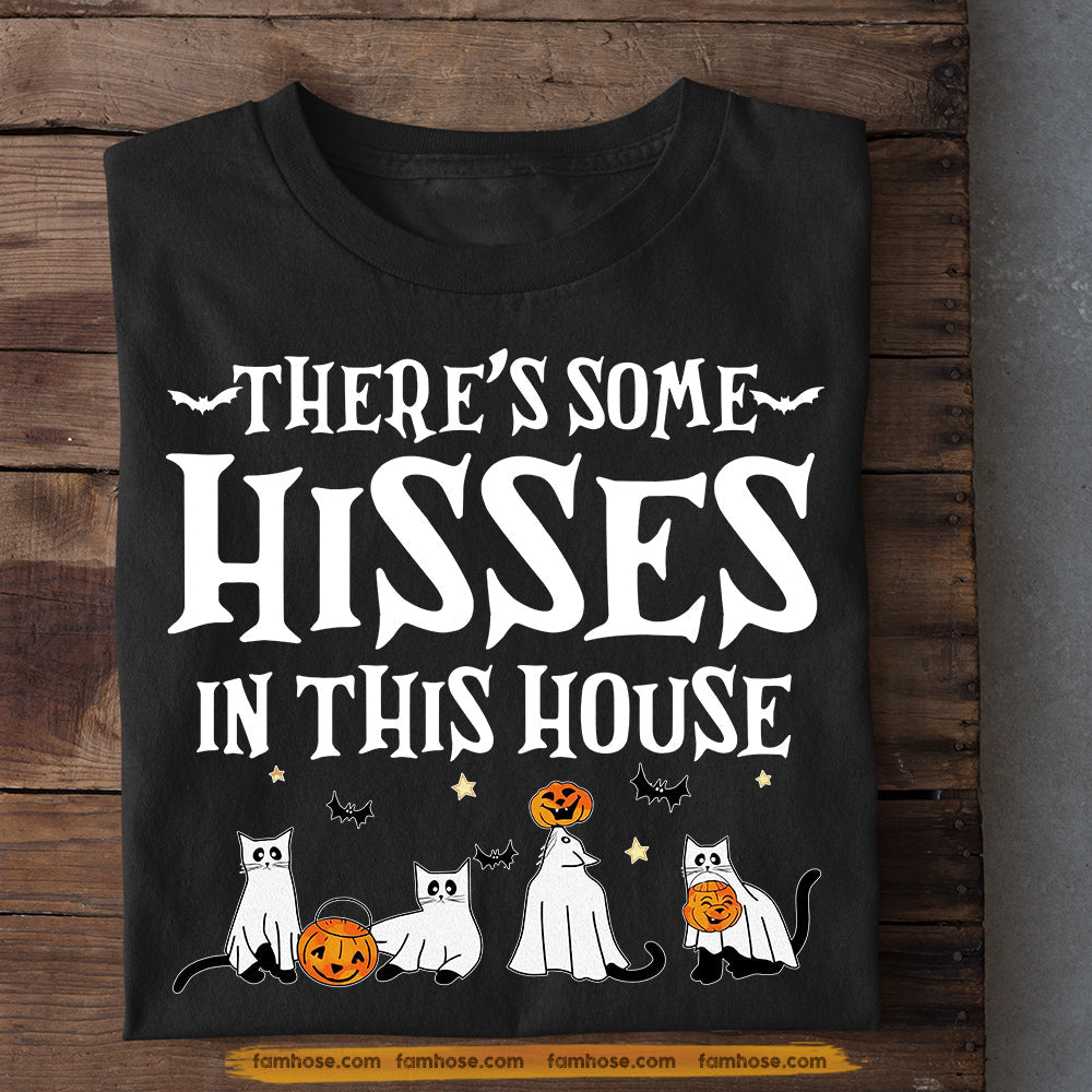 Funny Halloween Black Cat T-shirt, There's Some Hisses In This House, Gift For Cat Lovers, Cat Tees, Cat Owners