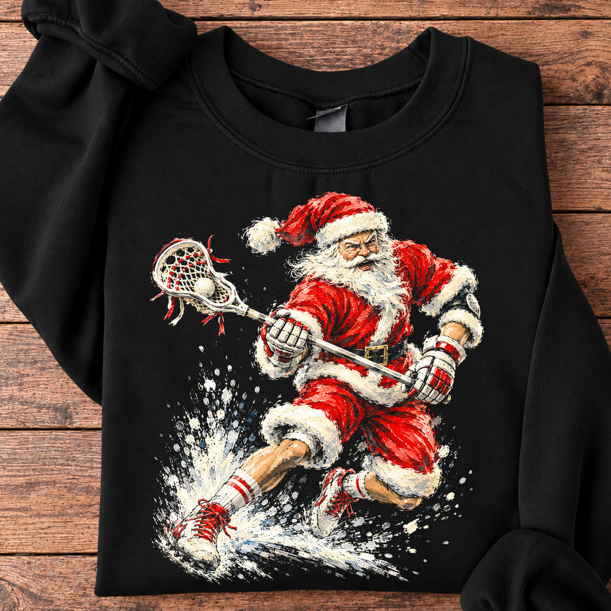 Christmas Santa Lacrosse Sweatshirt, Santa's Got Lax Skills Crewneck Sweatshirt Xmas Gift For Lacrosse Lover