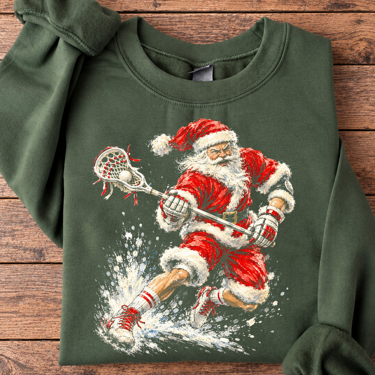 Christmas Santa Lacrosse Sweatshirt, Santa's Got Lax Skills Crewneck Sweatshirt Xmas Gift For Lacrosse Lover