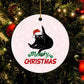 Meowry Christmas, Cute Cat Circle Ceramic Ornament Christmas Gift For Cat Lovers