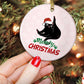 Meowry Christmas, Cute Cat Circle Ceramic Ornament Christmas Gift For Cat Lovers