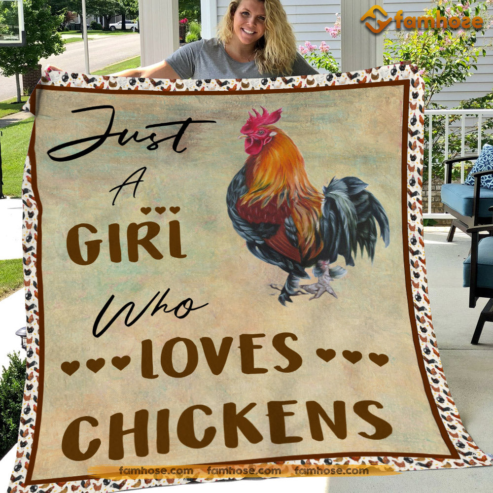 Chicken Blanket, Just A Girl Who Loves Chickens Fleece Blanket - Sherpa Blanket Gift For Chicken Lover