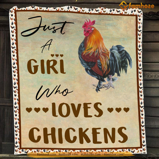 Chicken Blanket, Just A Girl Who Loves Chickens Fleece Blanket - Sherpa Blanket Gift For Chicken Lover