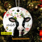 Cute Christmas Cow Ornament, Baby Cow With Flower Gift For Cow Lovers, Personalized Custom Circle Ceramic Ornament