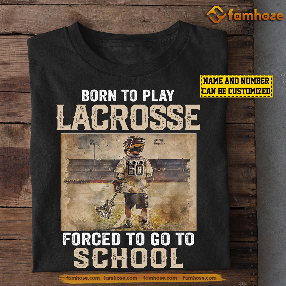 Personalized Back To School Lacrosse Boy T-shirt, Born To Play Lacrosse, Gift For Kids Lacrosse Lovers, Lacrosse Players