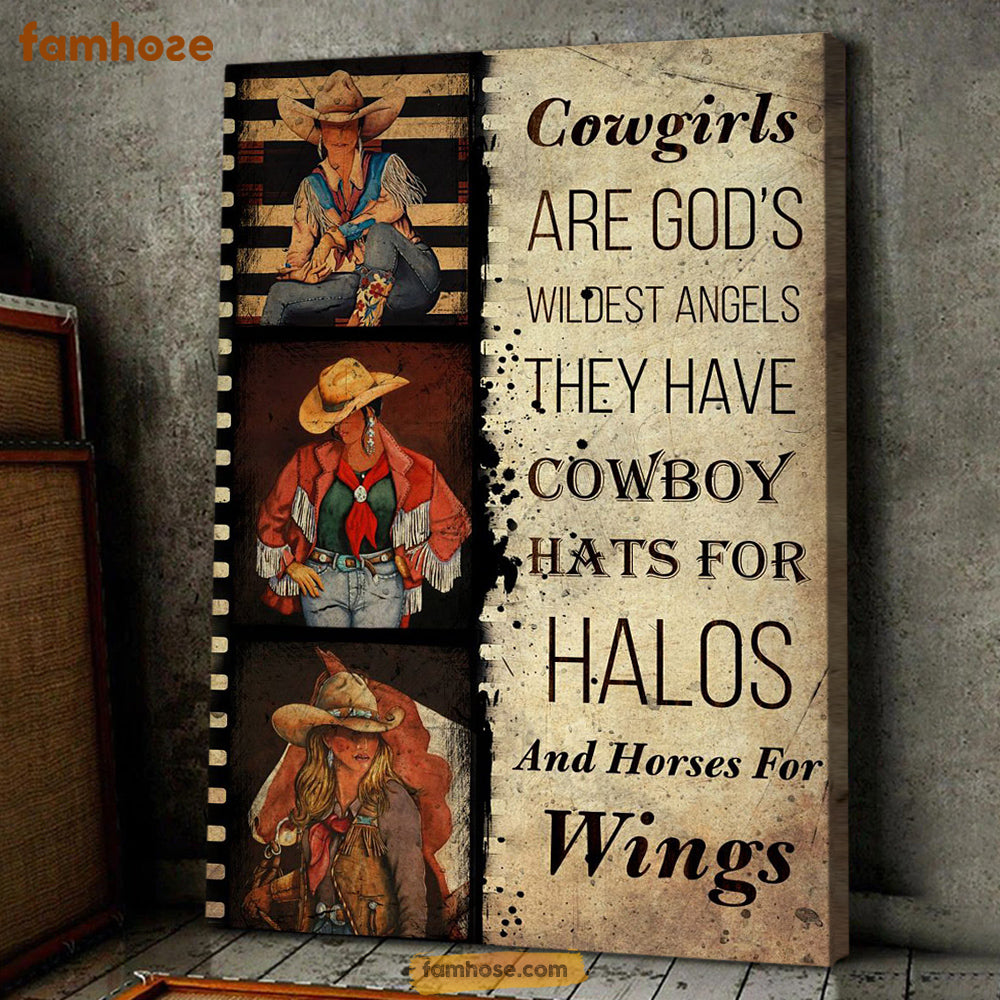 Cowgirl Poster & Canvas, Cowgirls Are God's Wildest Angels They Have Cowboy Hats, Horse Canvas Wall Art, Poster Gift For Horse Lovers