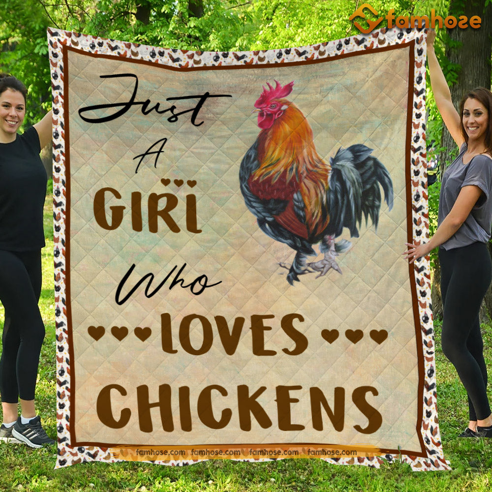 Chicken Blanket, Just A Girl Who Loves Chickens Fleece Blanket - Sherpa Blanket Gift For Chicken Lover