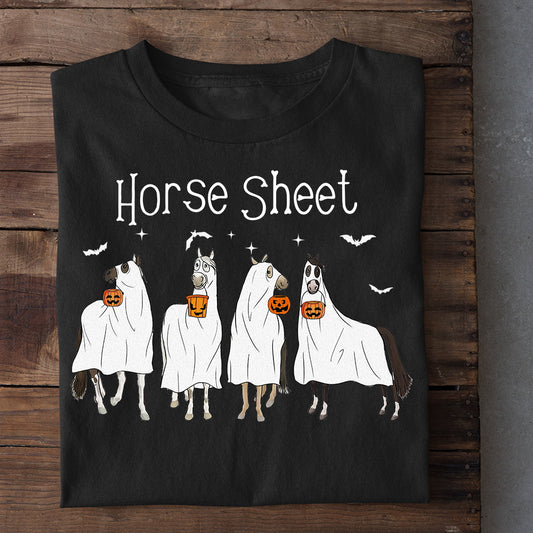 Horse Halloween T-shirt, Horses Holding Pumpkins Light, Gift For Horse Lovers, Horse Riders, Equestrians